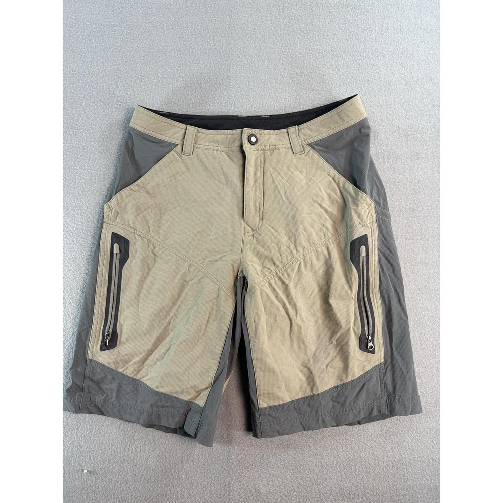 REI Shorts Mens 30 Beige Gray Colorblock Hiking 11 Inseam Stretch Rip‎ Stop